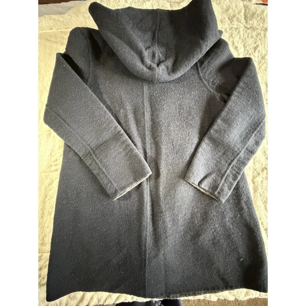 Vince Hooded Wool Open Front Gray Mid-Length Lined Jacket Long Sleeve Size S - Picture 2 of 9